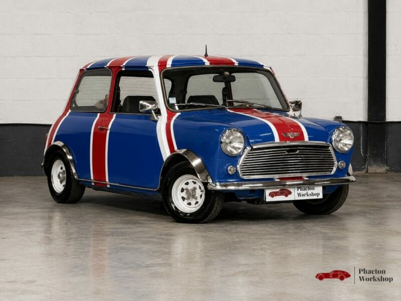 MINI CLASSIC 1984 – PEINTURE UNION JACK – 39 200 KM – ORIGINE FRANCE – TÉLÉPHONE D’ÉPOQUE FONCTIONNE