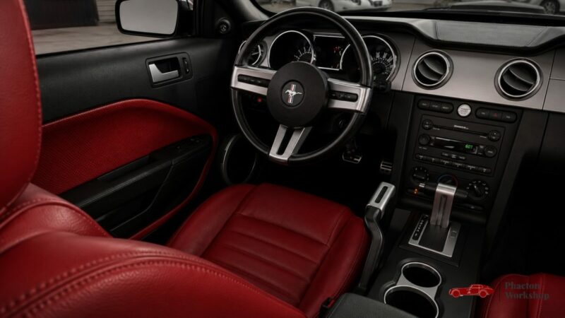 Ford Mustang GT Cabriolet V8 – 80 500 km – Intérieur Rouge – Dynomax – Suivi complet